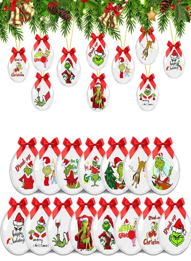 SUNWISHA 15pcs Christmas Clear Acrylic Balls Ornament Set with Bow Tie, Xmas Classic Tree Balls for Holiday Indoor Outdoor Décor, Wreath, Garland, Party Décor（Style 1） - Image 1
